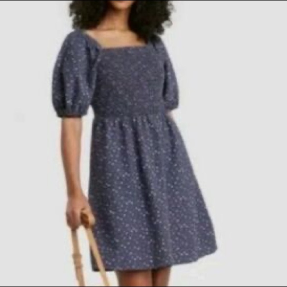 Universal Thread Smocked Puff Sleeve Dress Medium NWT